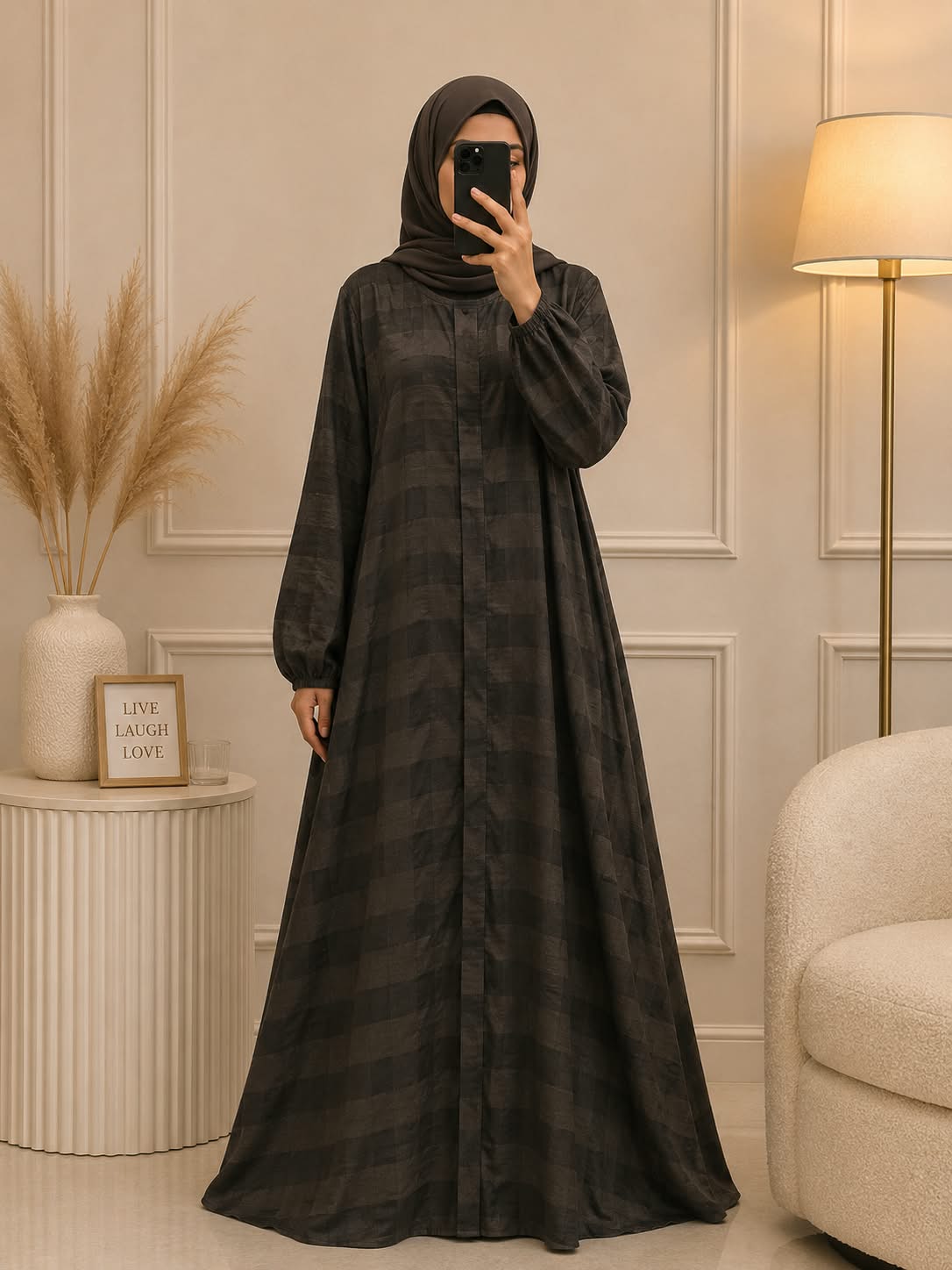 0301- IFNAH LAYER ABAYA | BROWN