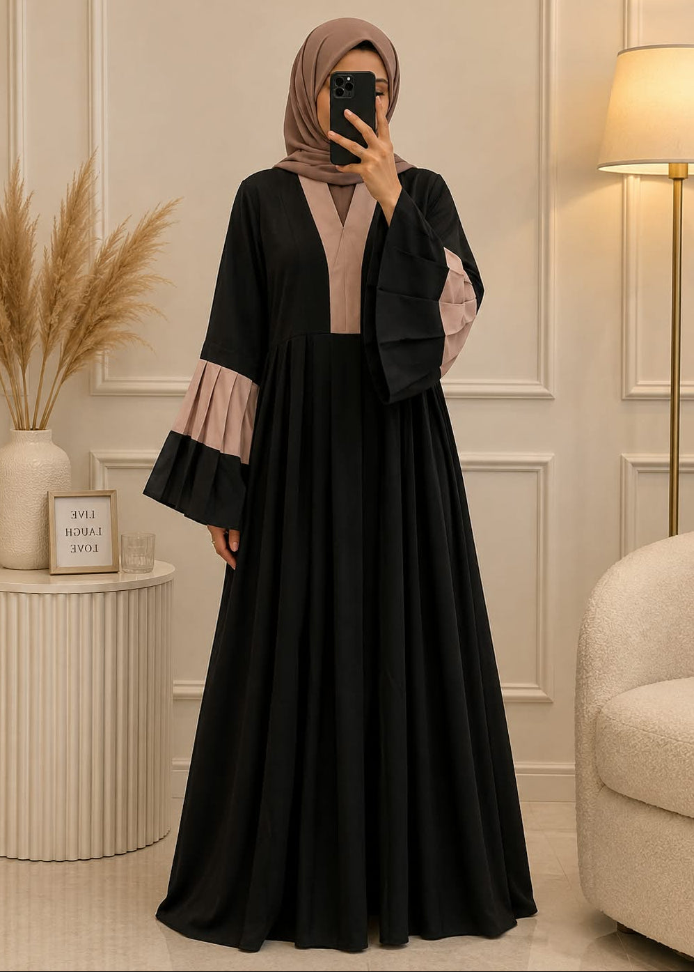 8815 - KINZAH PLEATED ABAYA | BLUE