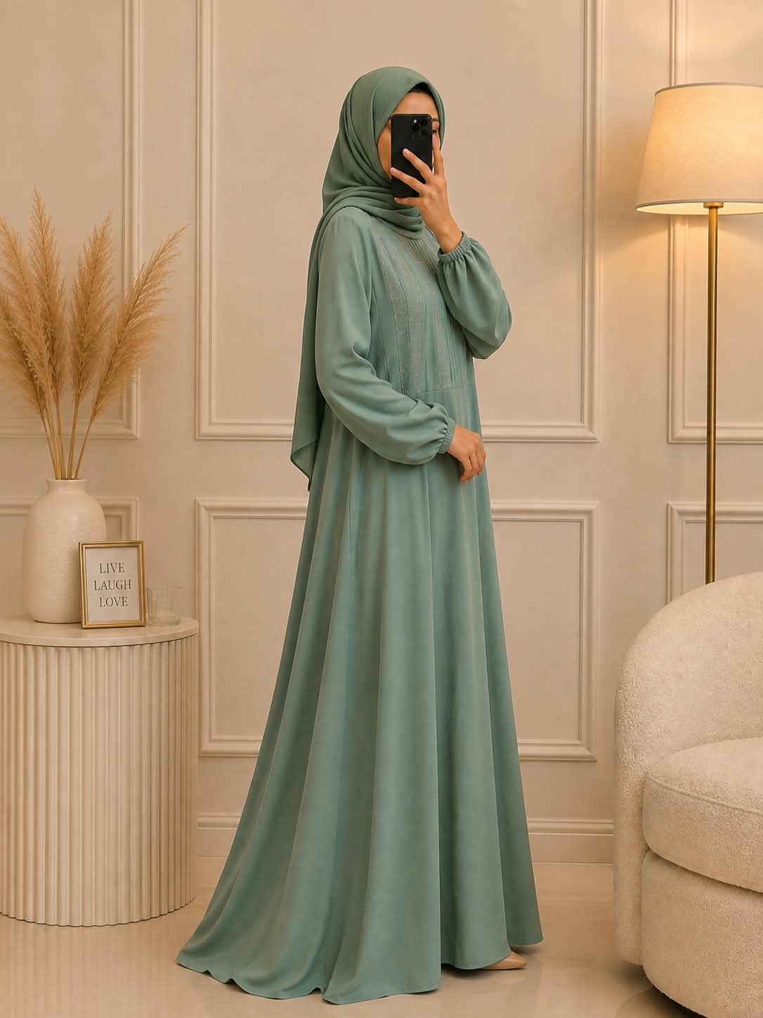 1122 - DAILY WEAR ABAYA | SEA GREEN