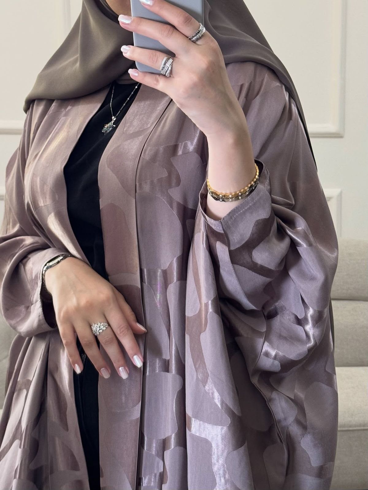 ZENDAYA FRONT OPEN ABAYA | LITE PINK