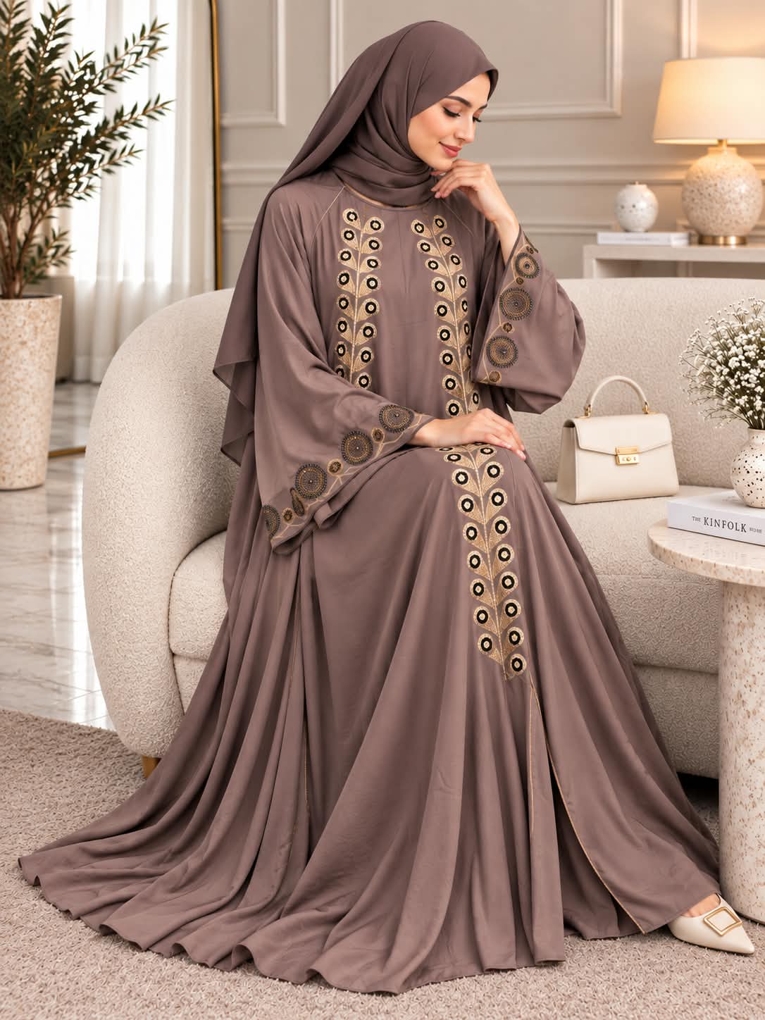 001 - SABA FULLY CLOSED ABAYA | NUDE