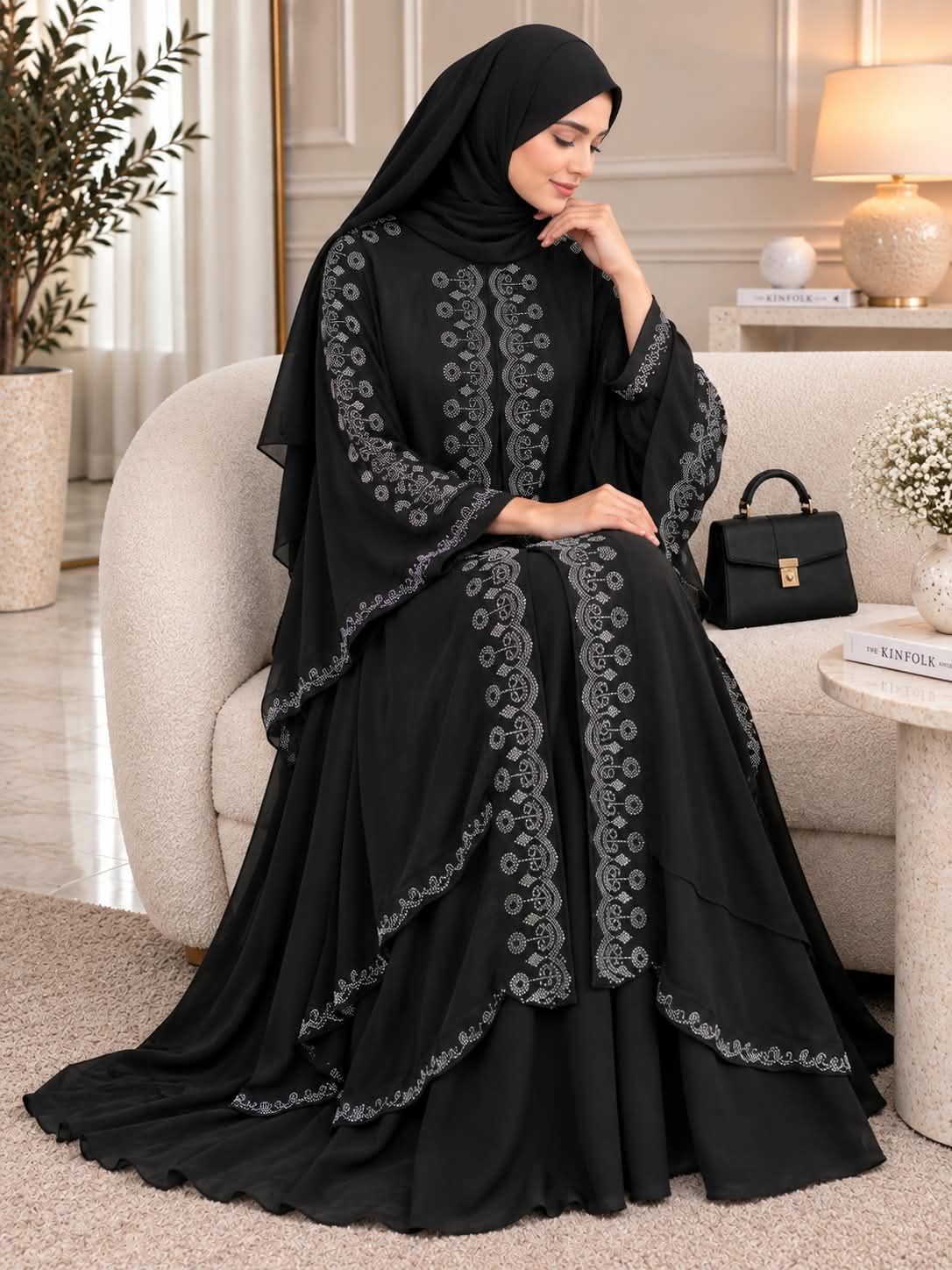 002 - YUSRA FULLY CLOSED ABAYA | BLACK