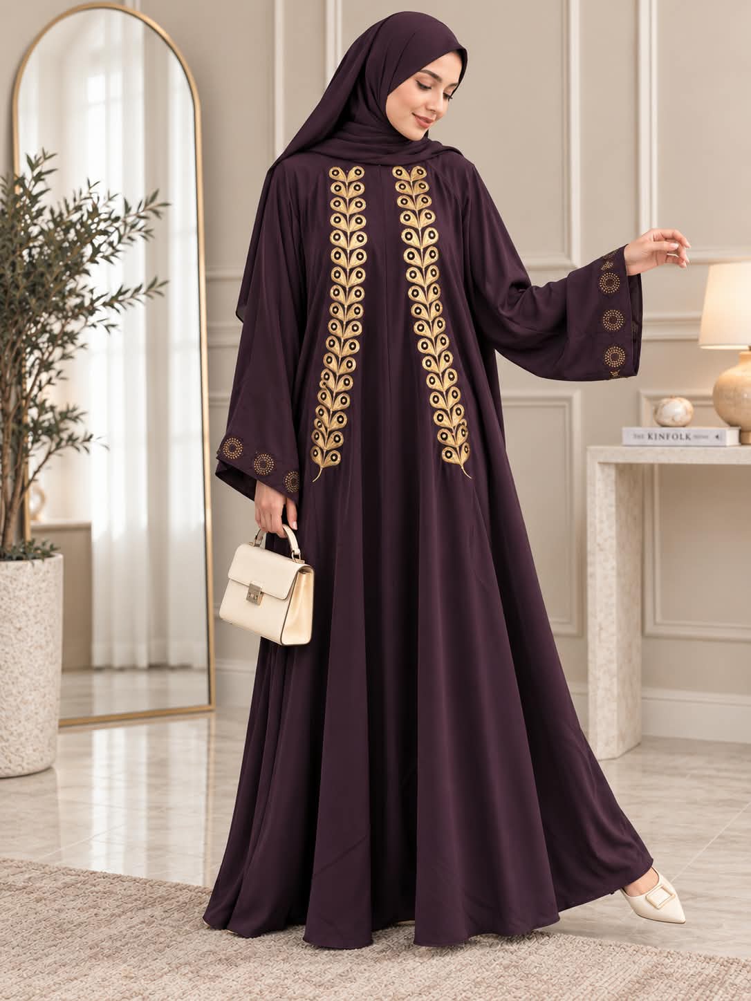 007 - RAIBA FULLY CLOSED ABAYA | PURPLE
