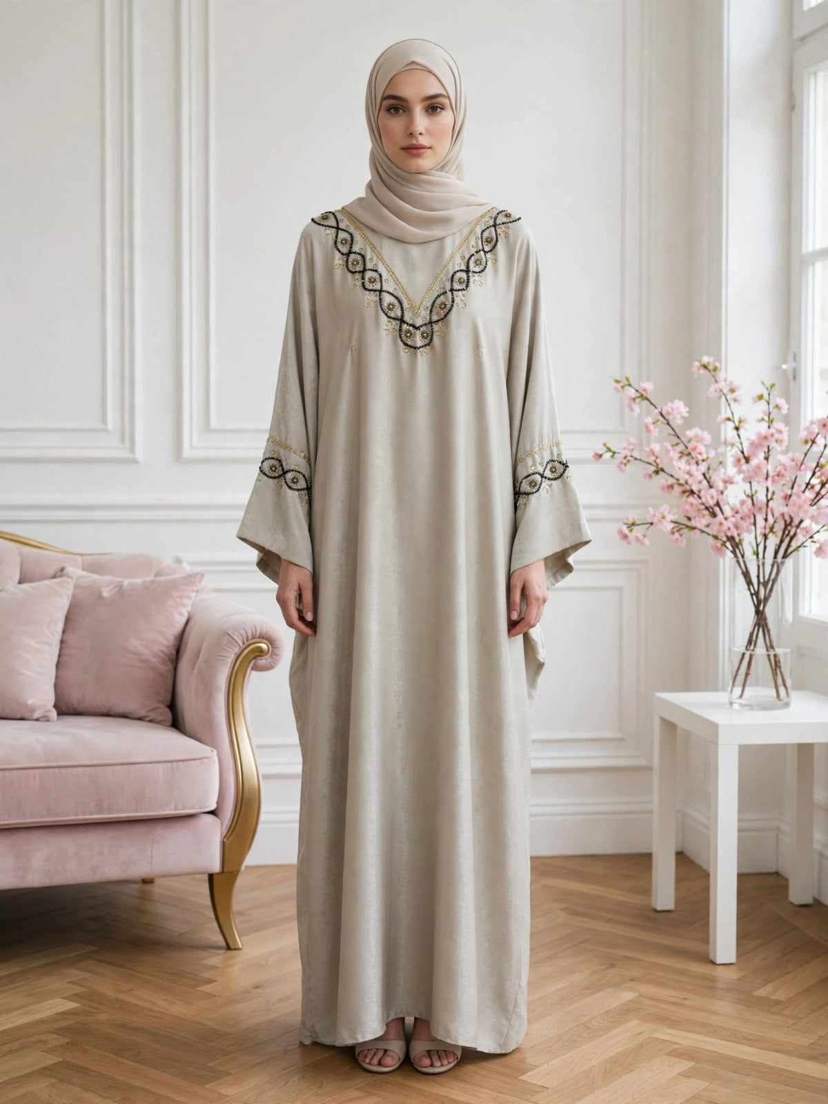 GULAFSHA HANDWORK ABAYA | NUDE