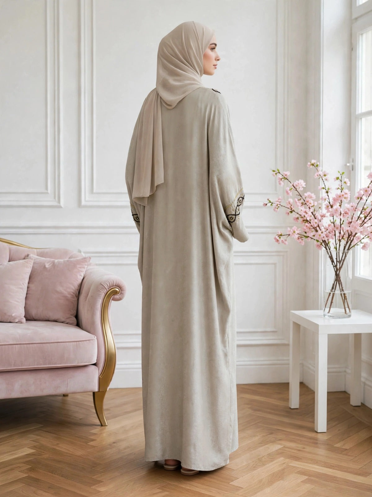 GULAFSHA HANDWORK ABAYA | NUDE