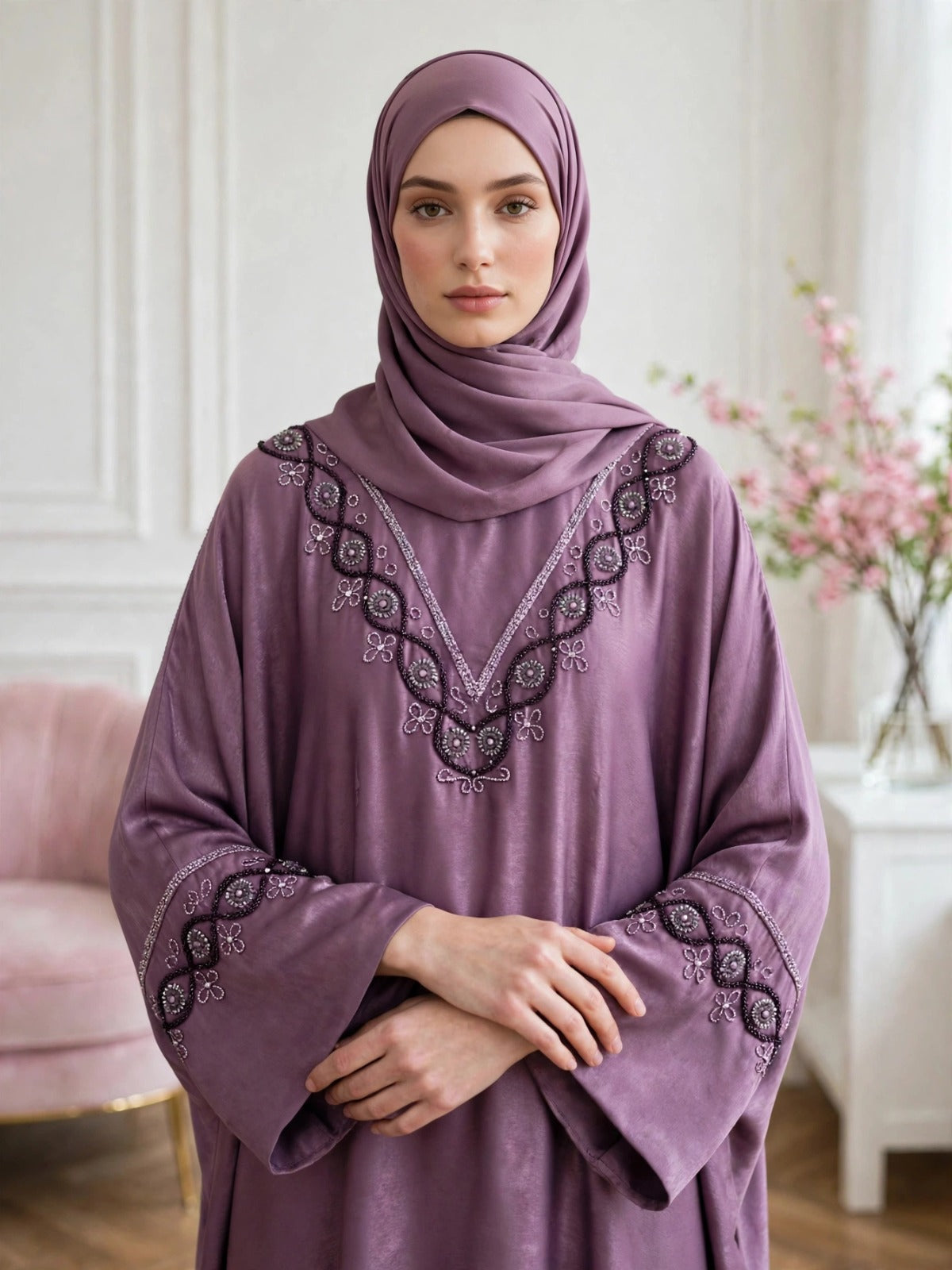 GULAFSHA HANDWORK ABAYA | PINK