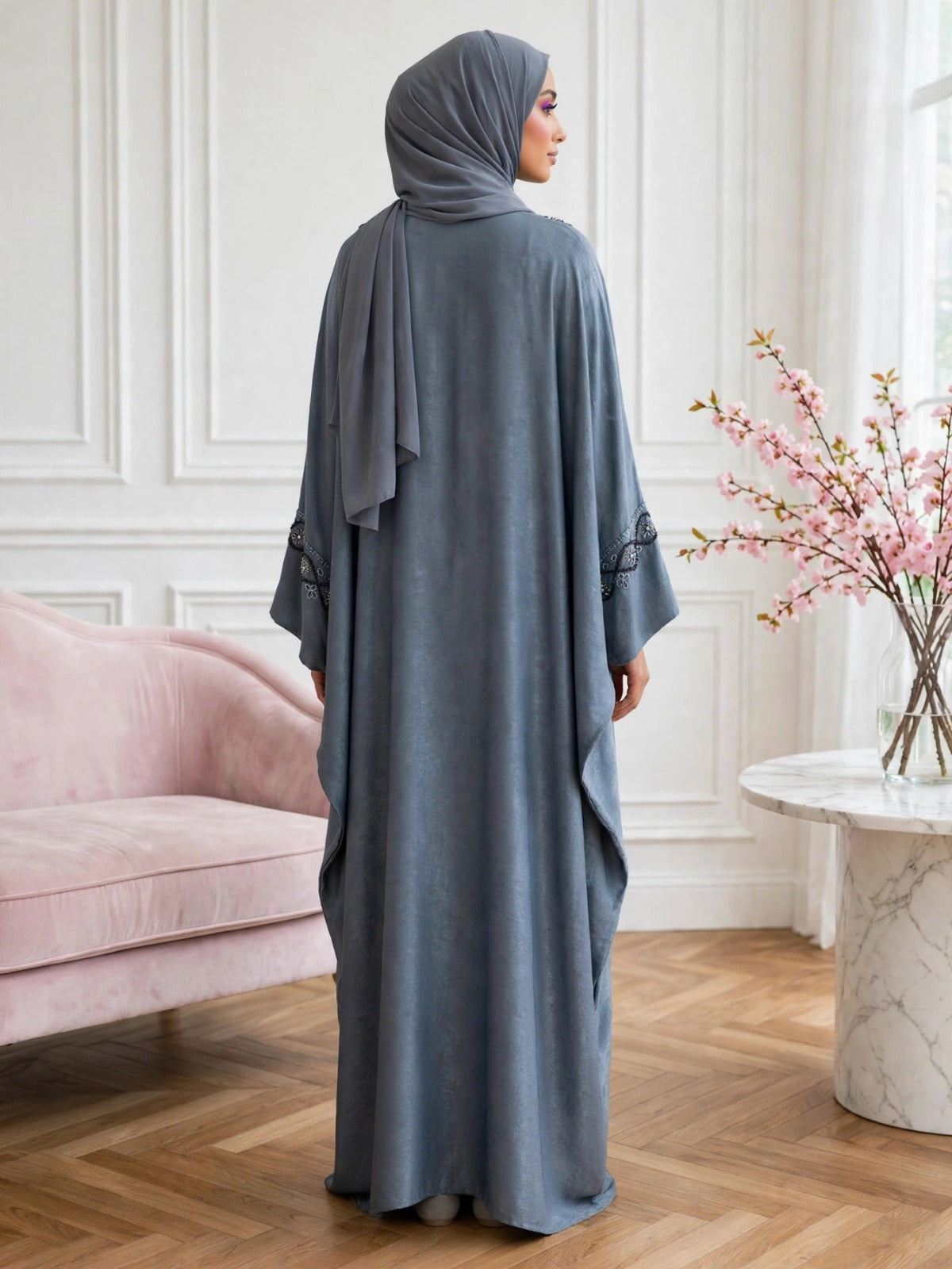 GULAFSHA HANDWORK ABAYA | GRAY