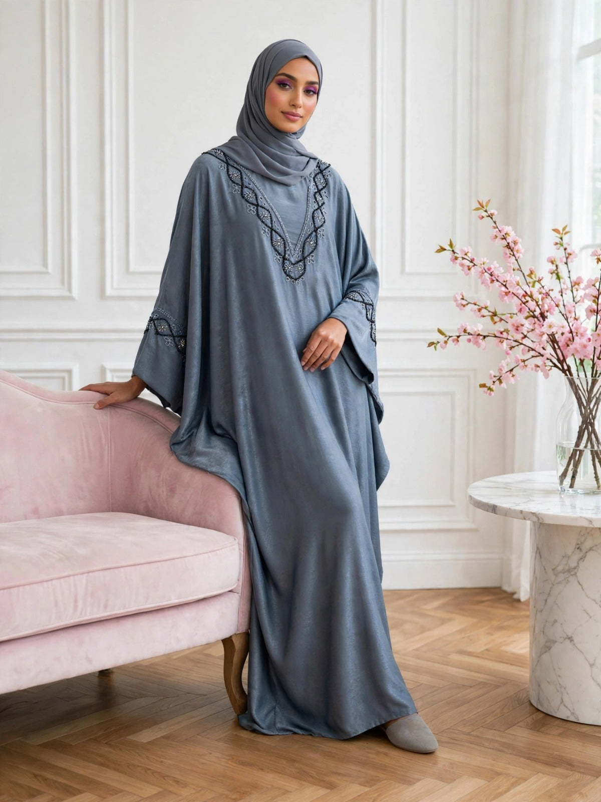 GULAFSHA HANDWORK ABAYA | GRAY