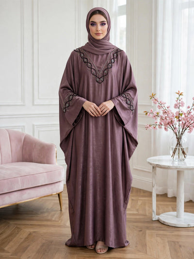GULAFSHA HANDWORK ABAYA | DUSTY PINK