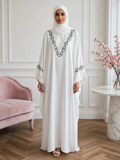 GULAFSHA HANDWORK ABAYA | WHITE