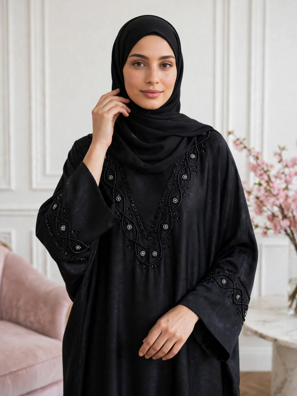 GULAFSHA HANDWORK ABAYA | BLACK