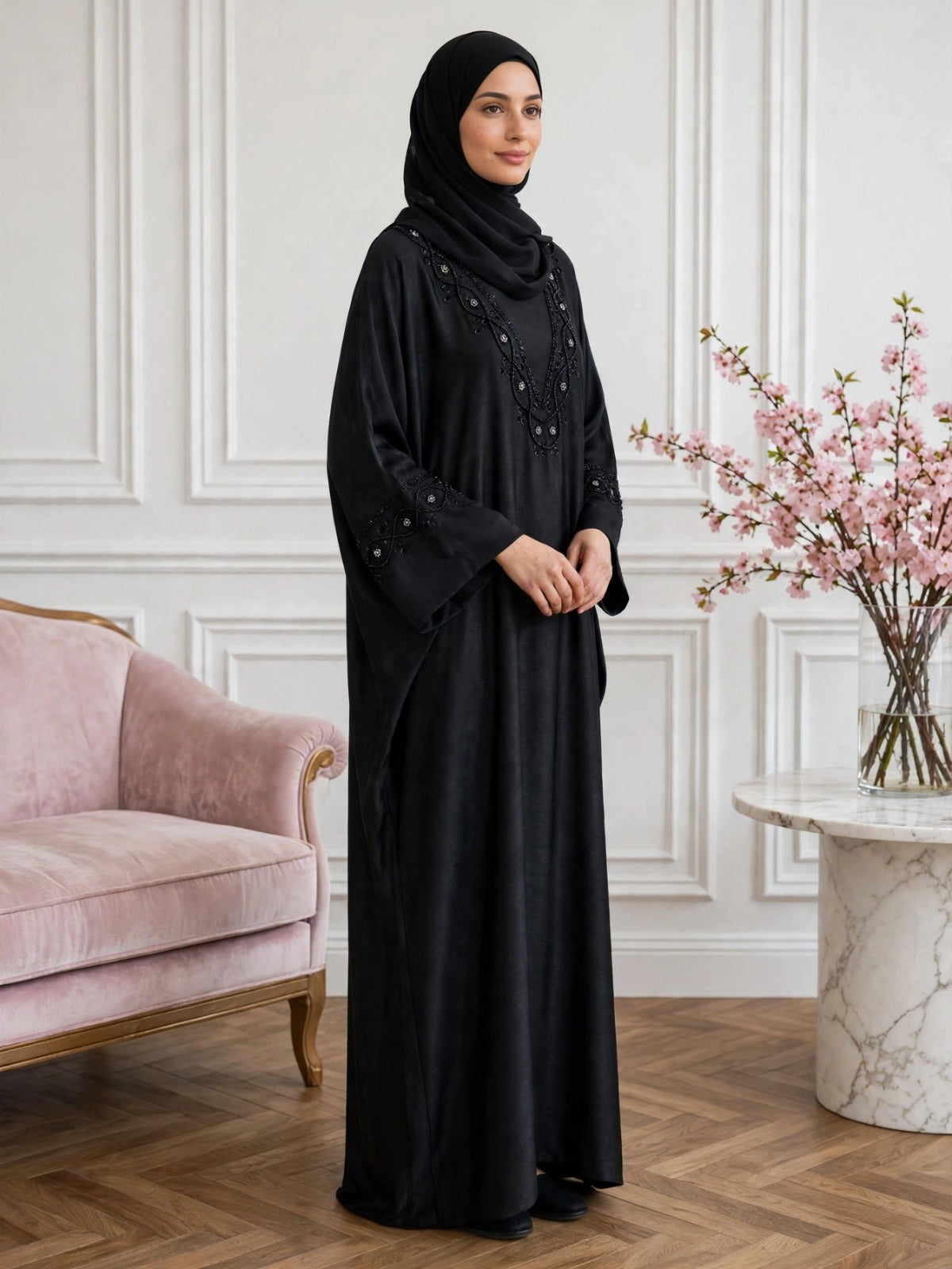 GULAFSHA HANDWORK ABAYA | BLACK