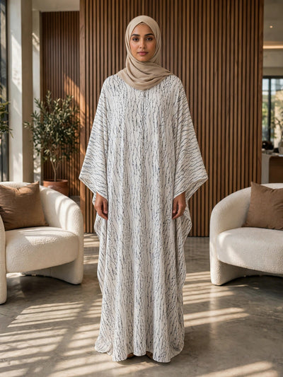 NAMRAH KAFTAN ABAYA | WHITE