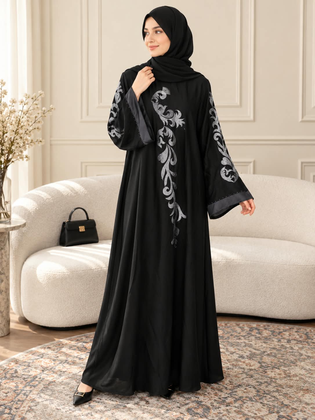 018 - IZRAH EMBROIDERY ABAYA | BLACK