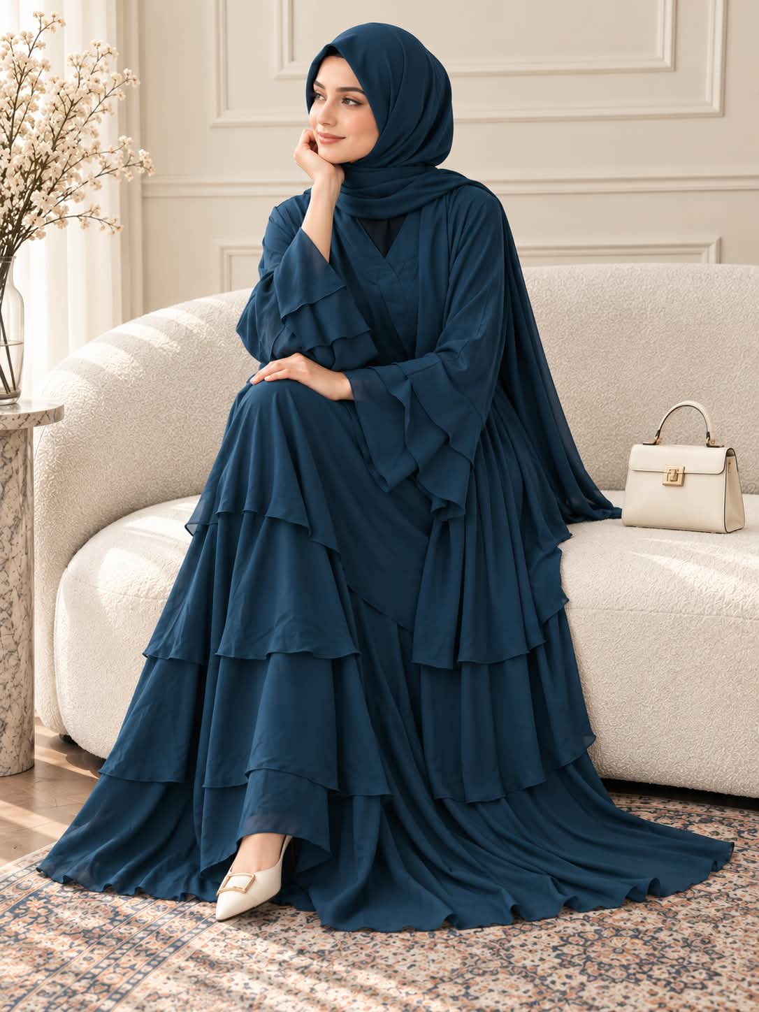 017 - ZARIAH LAYERED ABAYA | TEAL