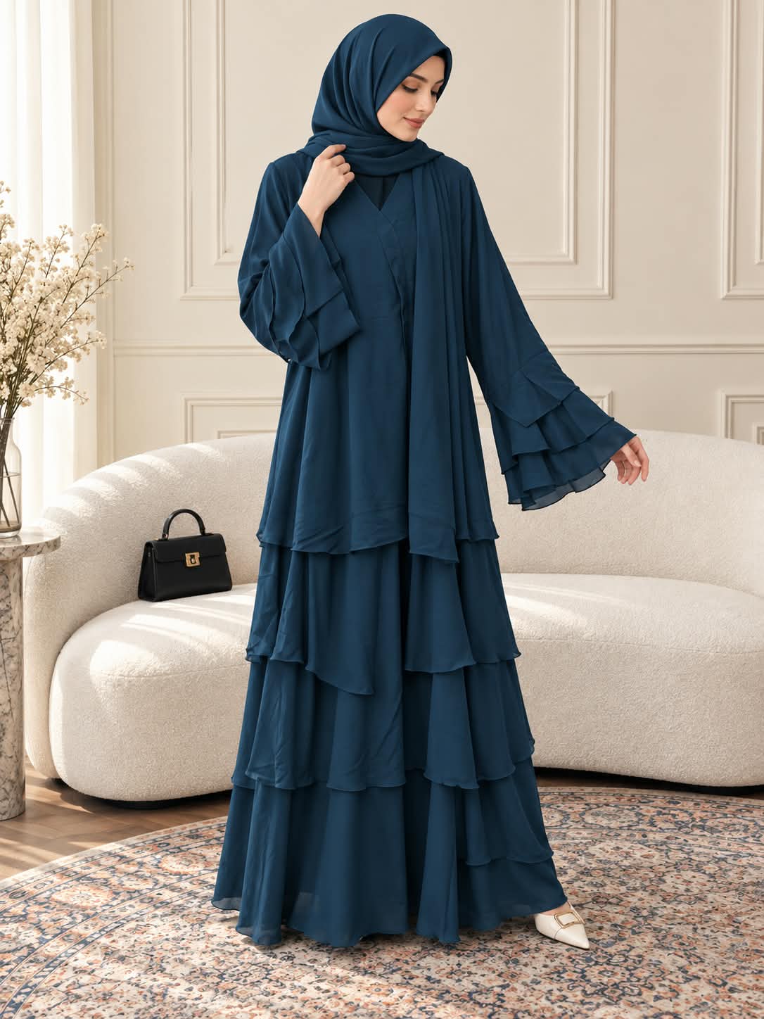 017 - ZARIAH LAYERED ABAYA | TEAL