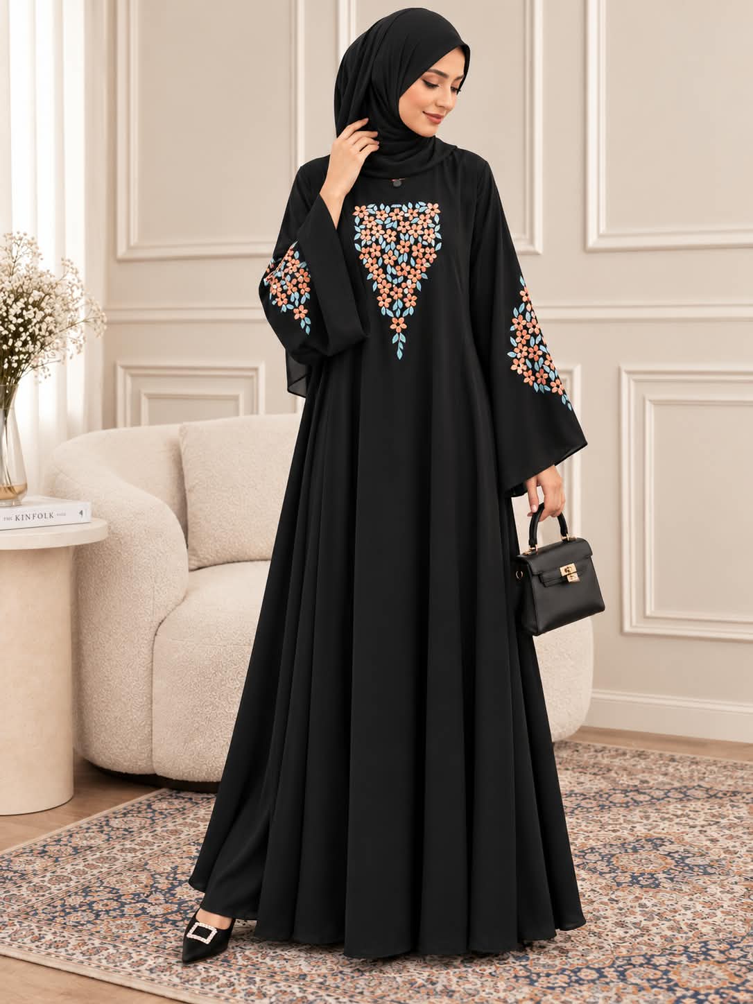 012 - RAHILA FULLY CLOSED ABAYA | BLACK