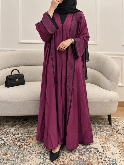021 - ZEESHA FULLY CLOSED ABAYA | DARK PINK