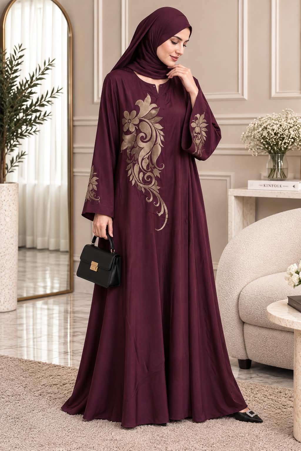 027 - ZARIAH FULLY CLOSED ABAYA | WINE