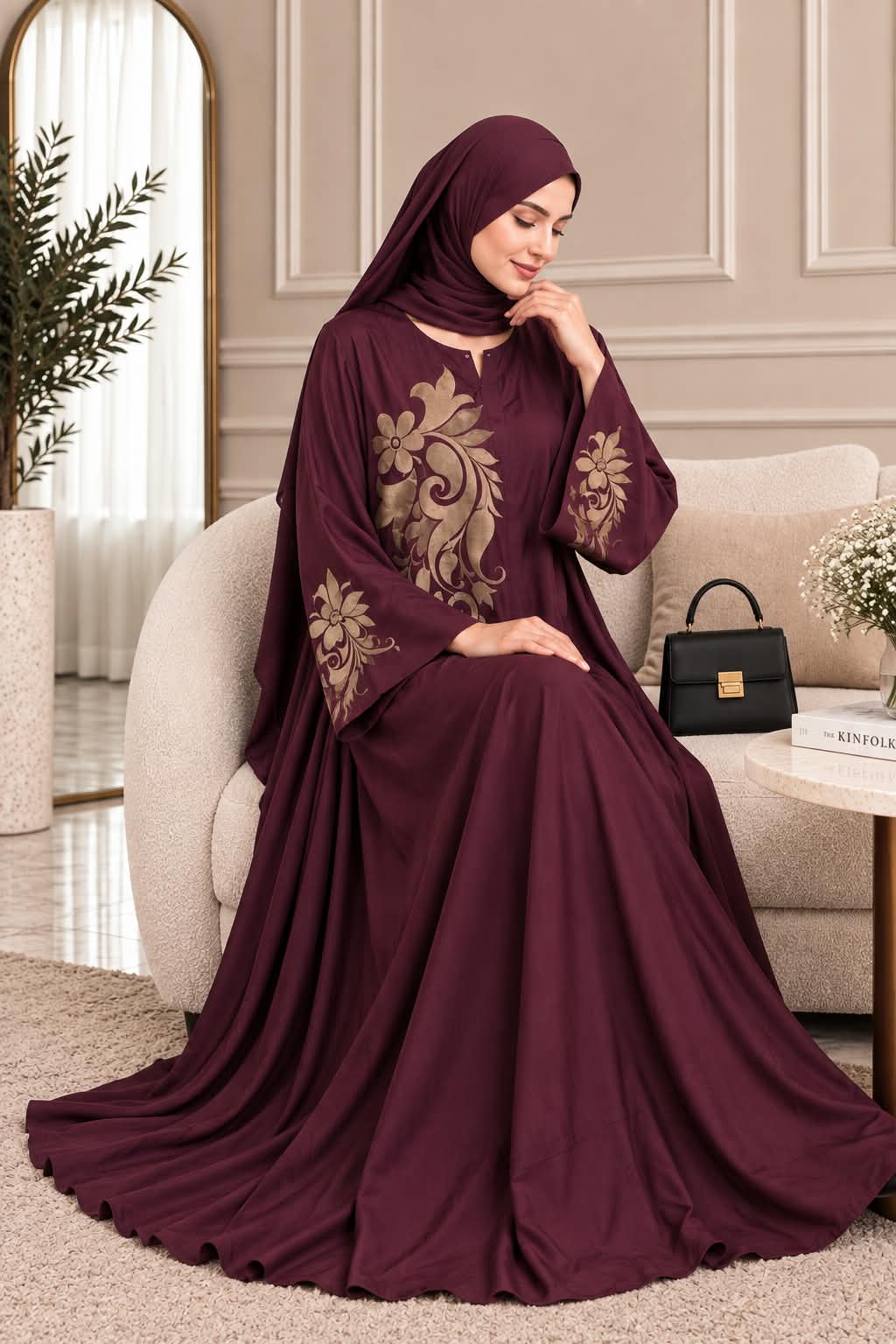027 - ZARIAH FULLY CLOSED ABAYA | WINE