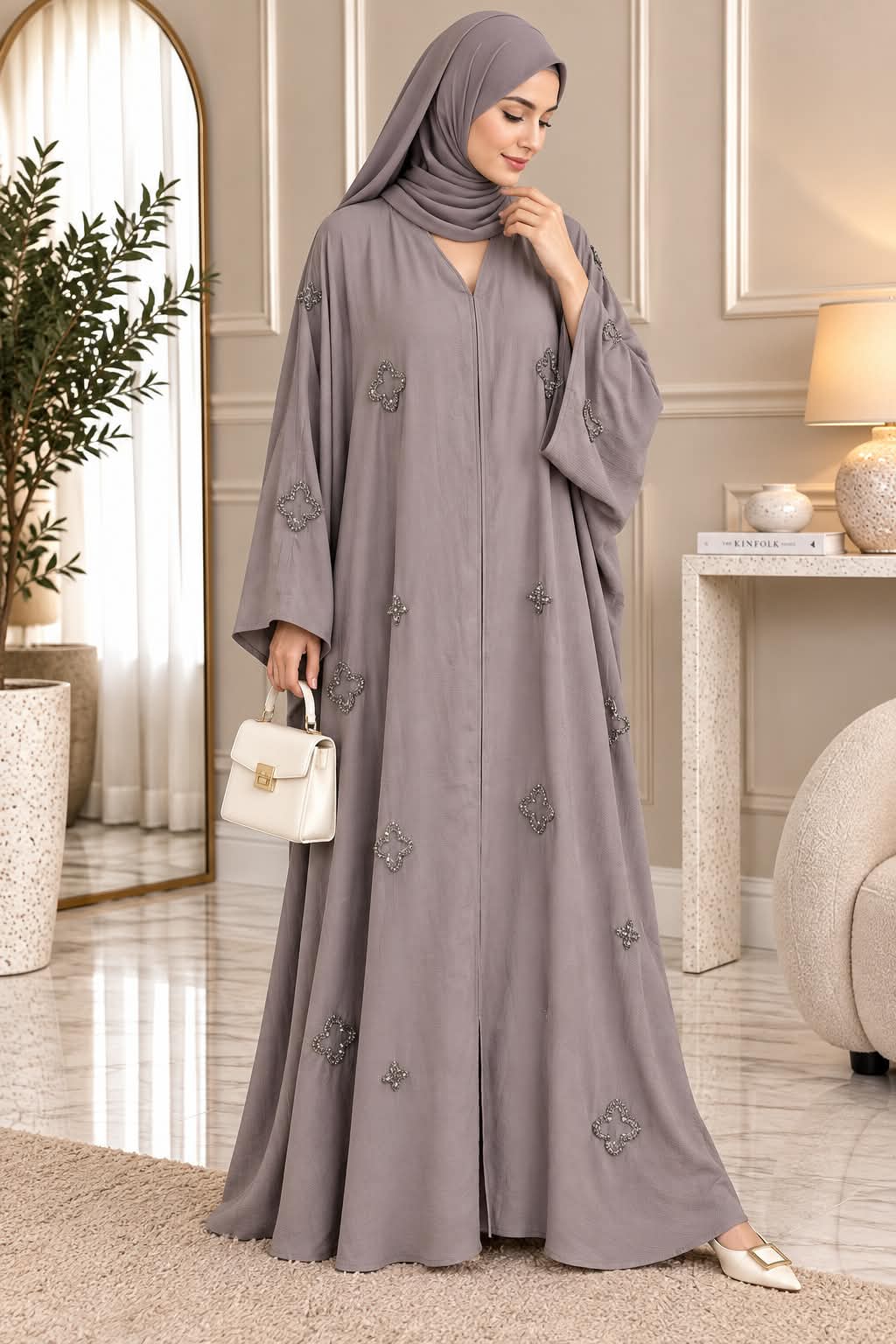 030 - DUREFISHAN FULLY CLOSED ABAYA | GRAY