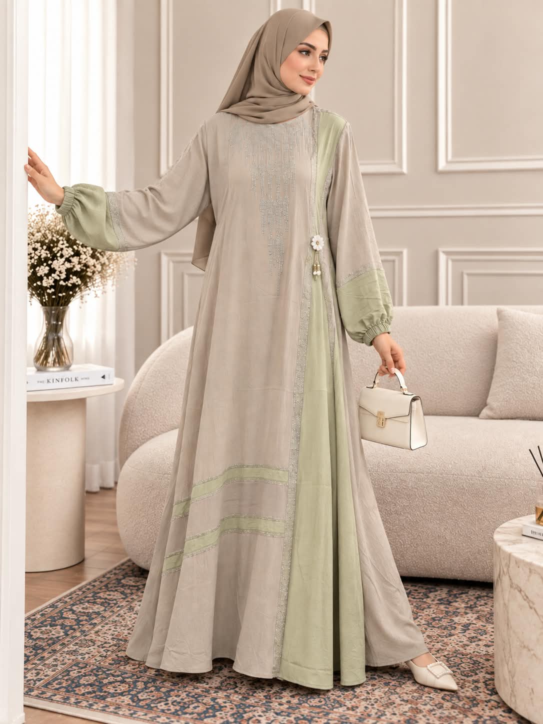 041 - IZNAH FULLY CLOSED ABAYA | LITE GRAY