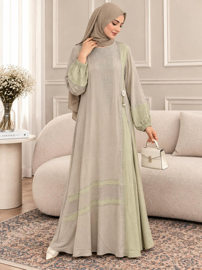 041 - IZNAH FULLY CLOSED ABAYA | LITE GRAY