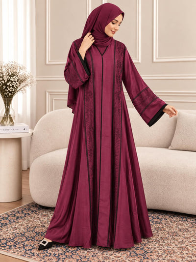 022 - ZEESHA FULLY CLOSED ABAYA | MAROON