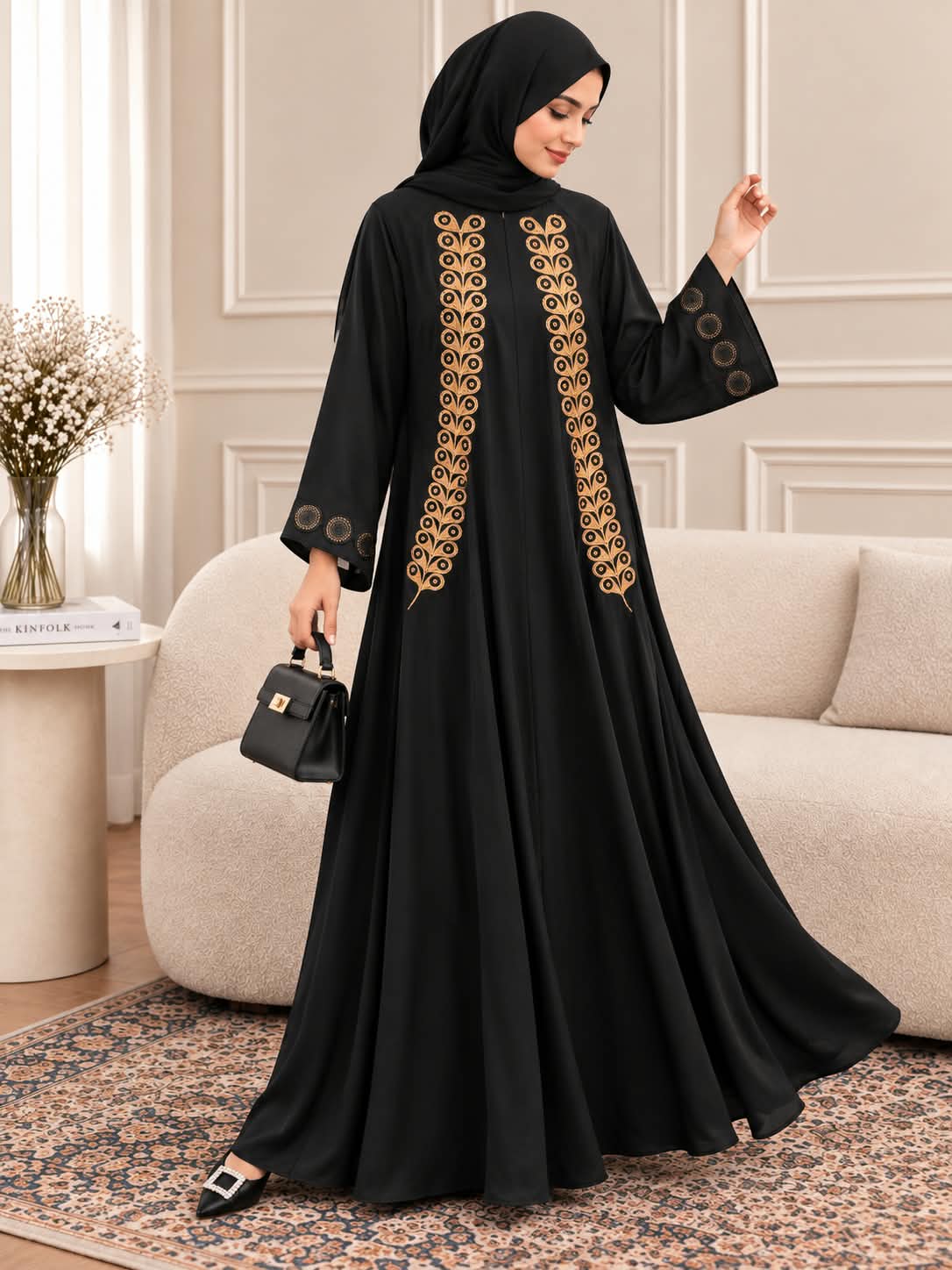 025 - ZEHMAL EMBROIDERY ABAYA | BLACK