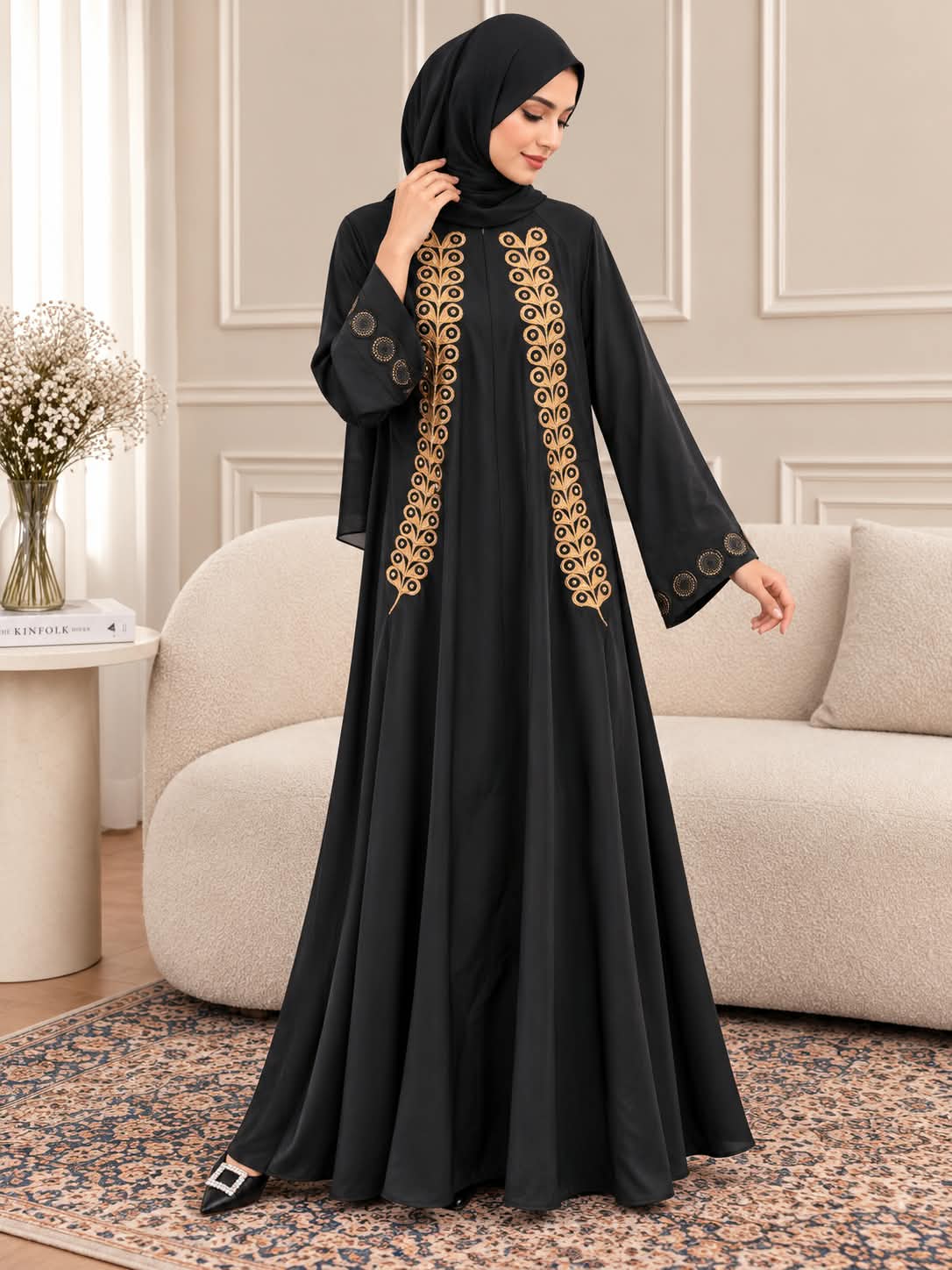 025 - ZEHMAL EMBROIDERY ABAYA | BLACK