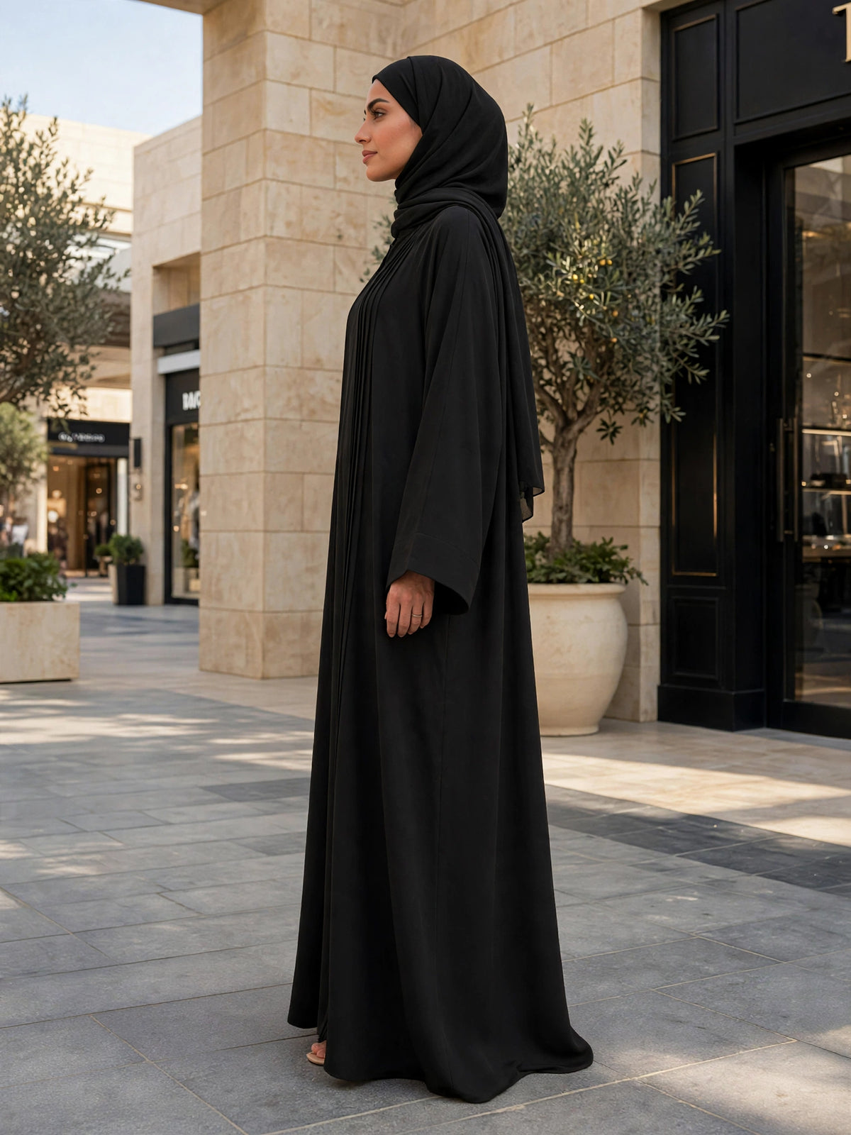 SHARJEENA FULLY CLOSED ABAYA | BLACK