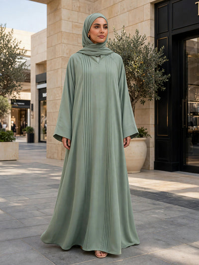SHARJEENA FULLY CLOSED ABAYA | SEA GREEN