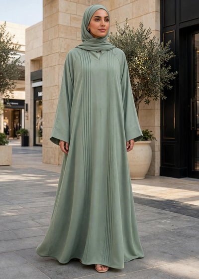 SHARJEENA FULLY CLOSED ABAYA | SEA GREEN