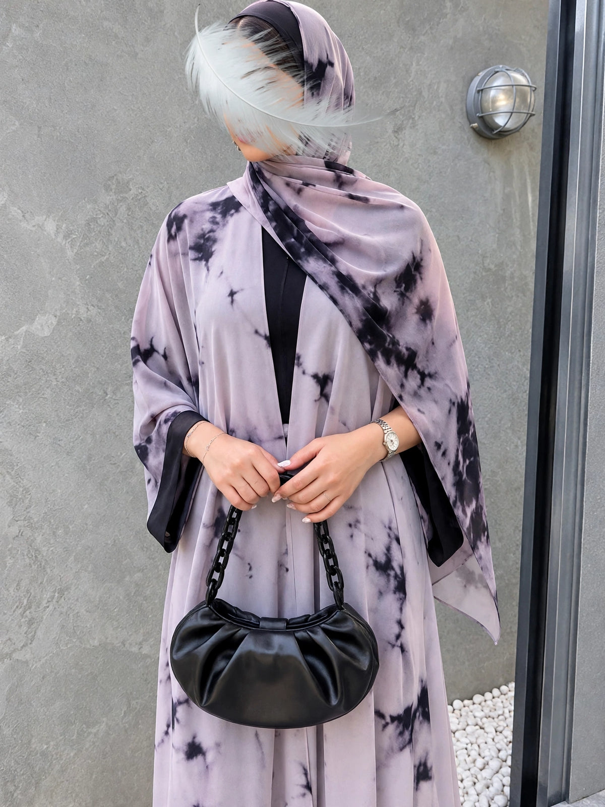 TAI DIE DOUBLE SHRUG ABAYA | PEACH