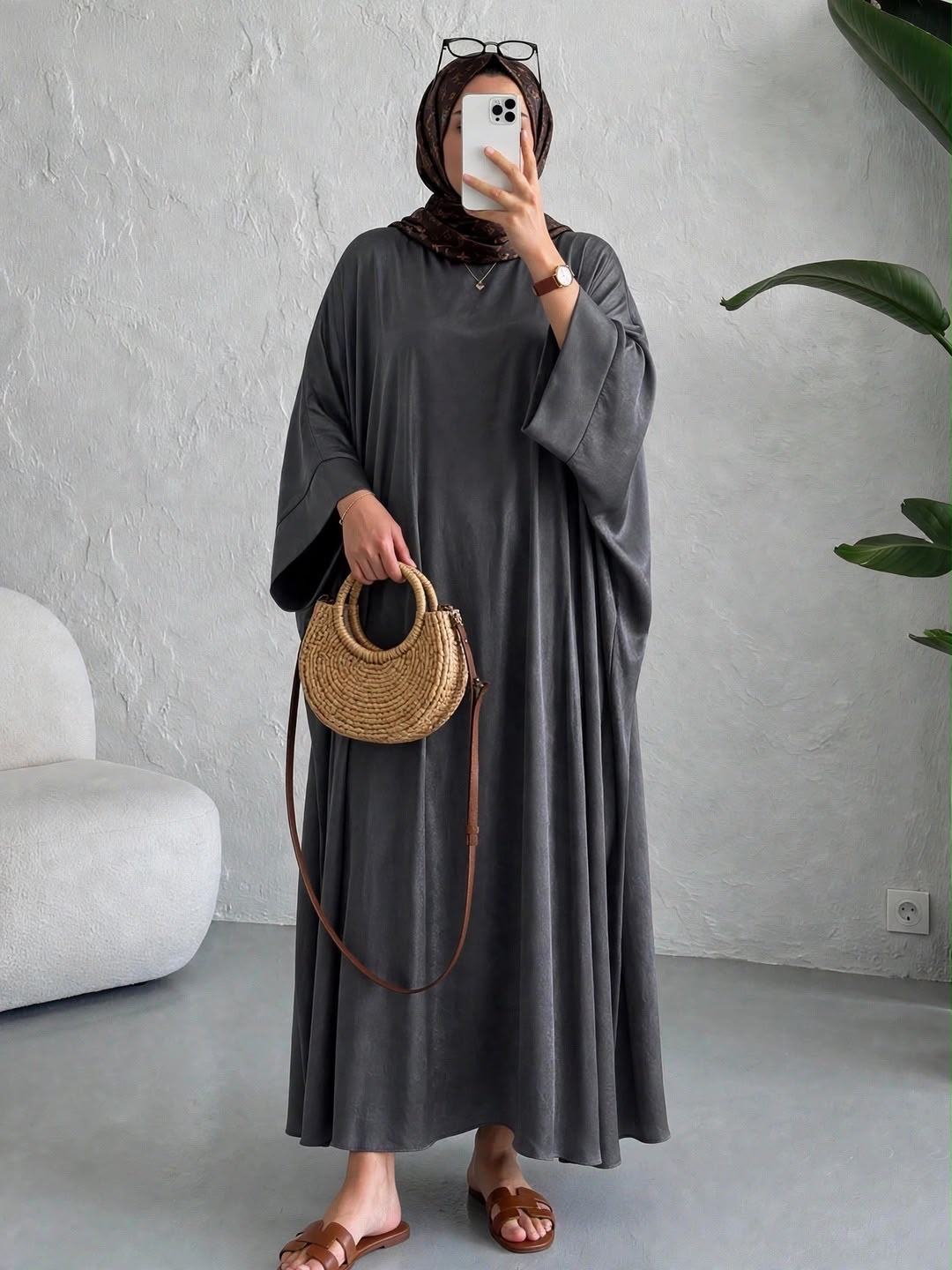 AREBIAN SIMMER KAFTAN ABAYA | DARK GRAY