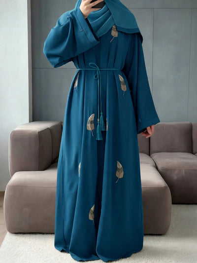 MANTASHA FRONT OPEN ABAYA | TEAL