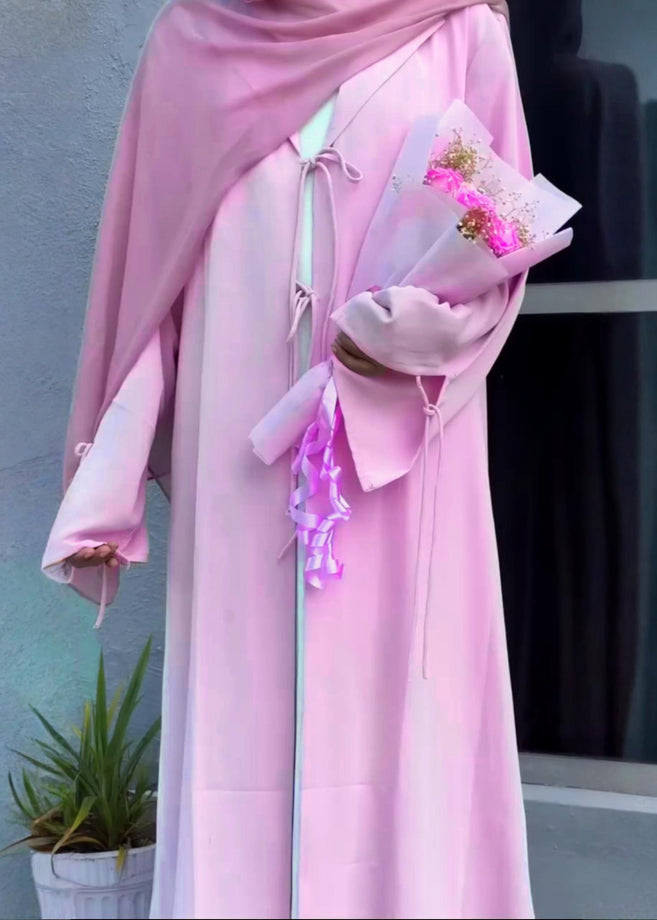 AIMAN DOUBLE SHRUG ABAYA - PINK