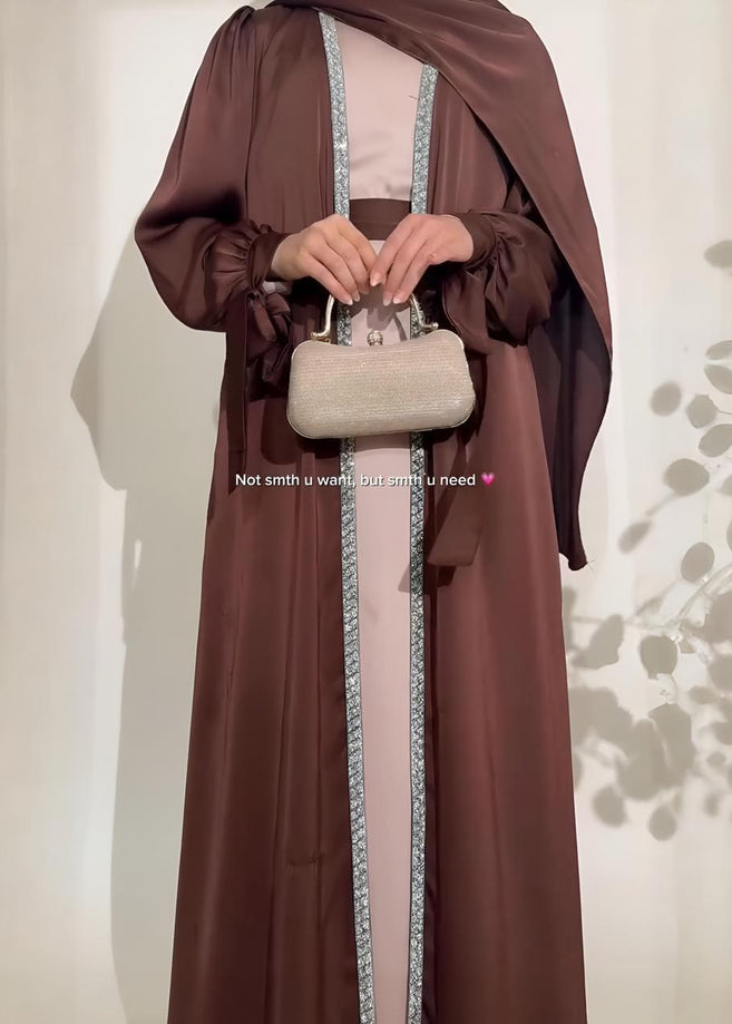 BISMA DOUBLE SHRUG ABAYA | BROWN