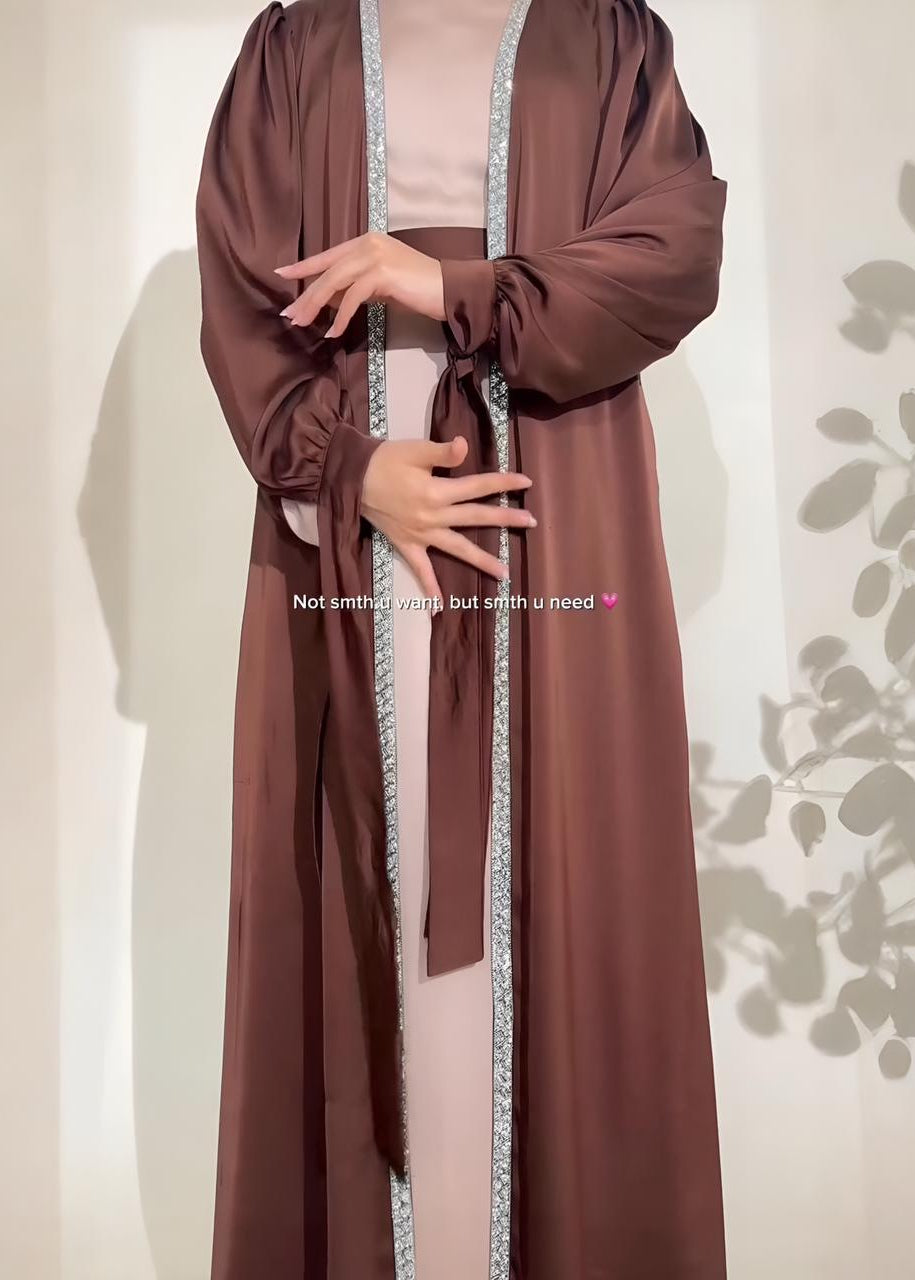 BISMA DOUBLE SHRUG ABAYA | BROWN