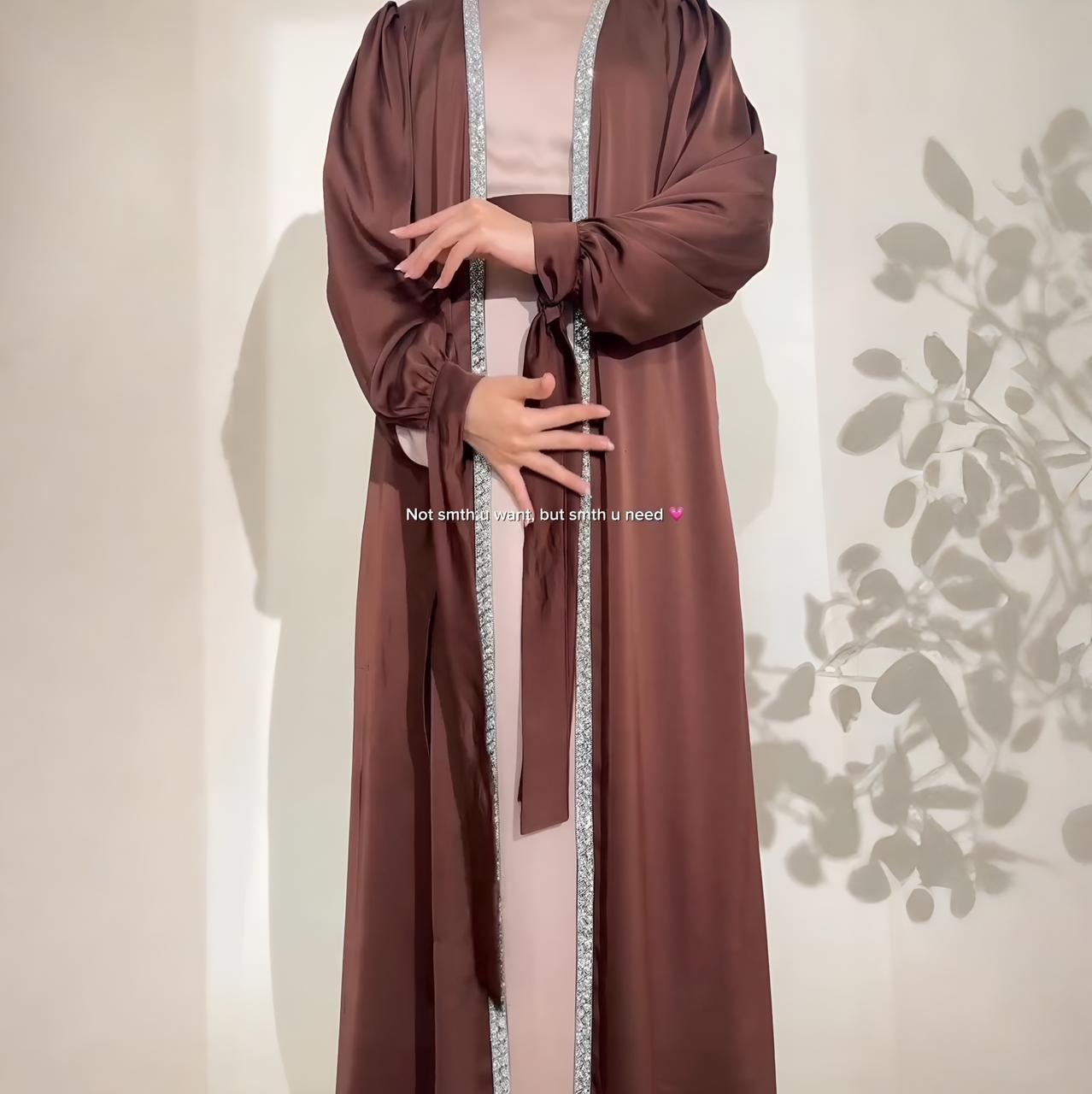 BISMA DOUBLE SHRUG ABAYA | BROWN
