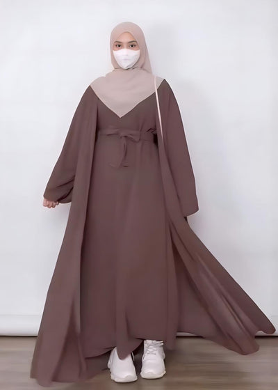 ANAM DOUBLE SHRUG ABAYA | MOCHA BROWN