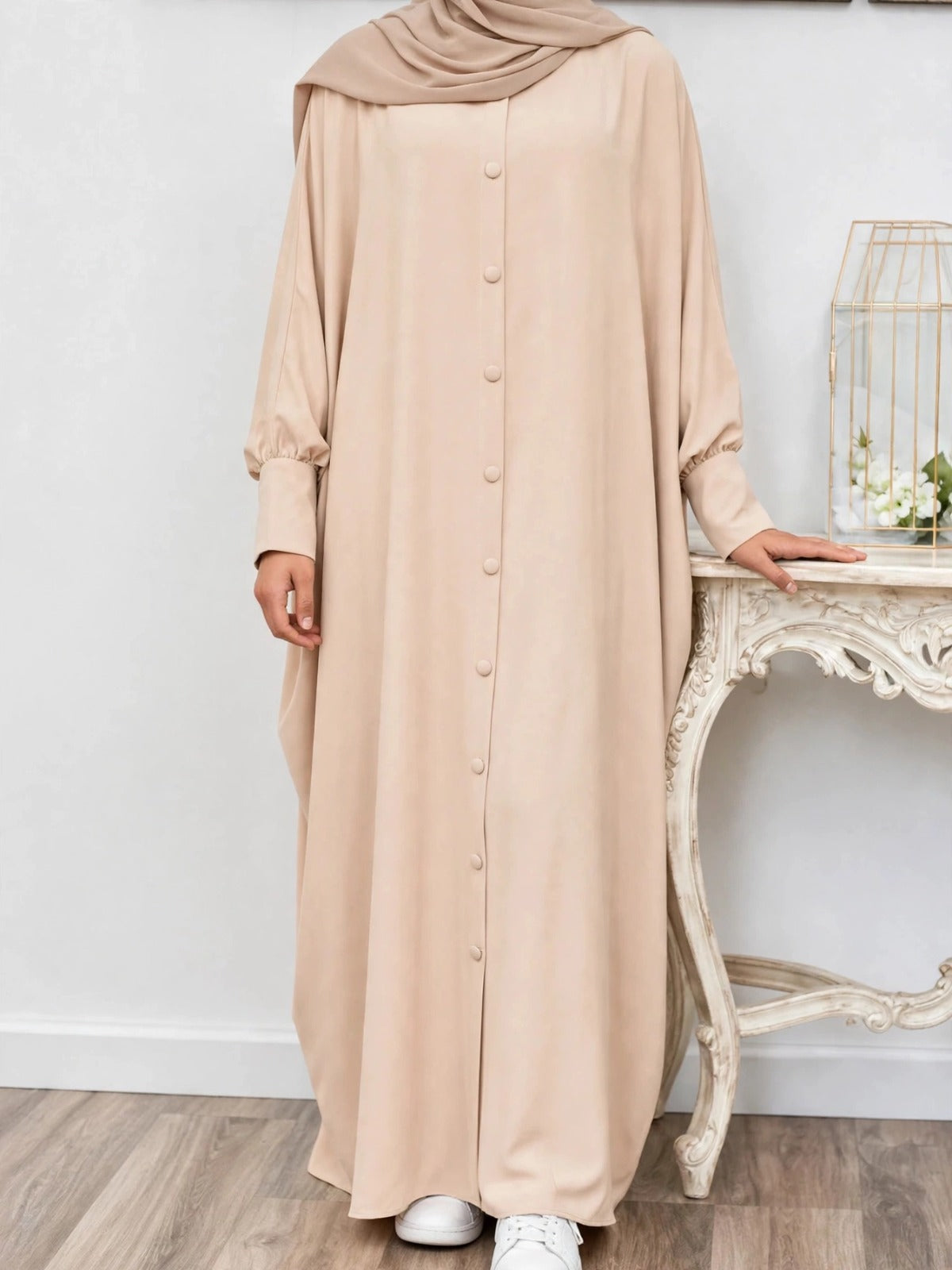 870 FITTING SLEEVE ABAYA | NUDE