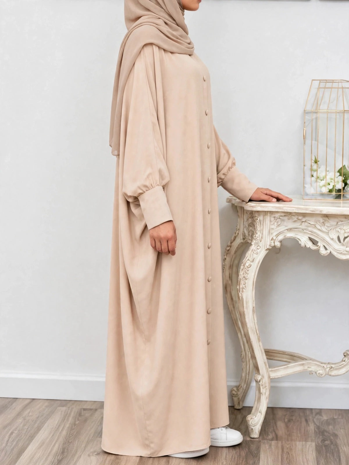 870 FITTING SLEEVE ABAYA | NUDE