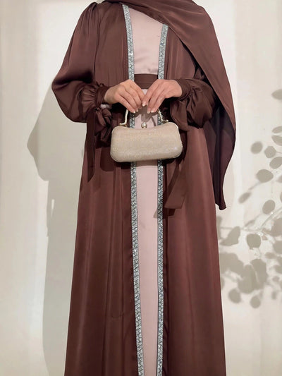 BISMA DOUBLE SHRUG ABAYA | BROWN