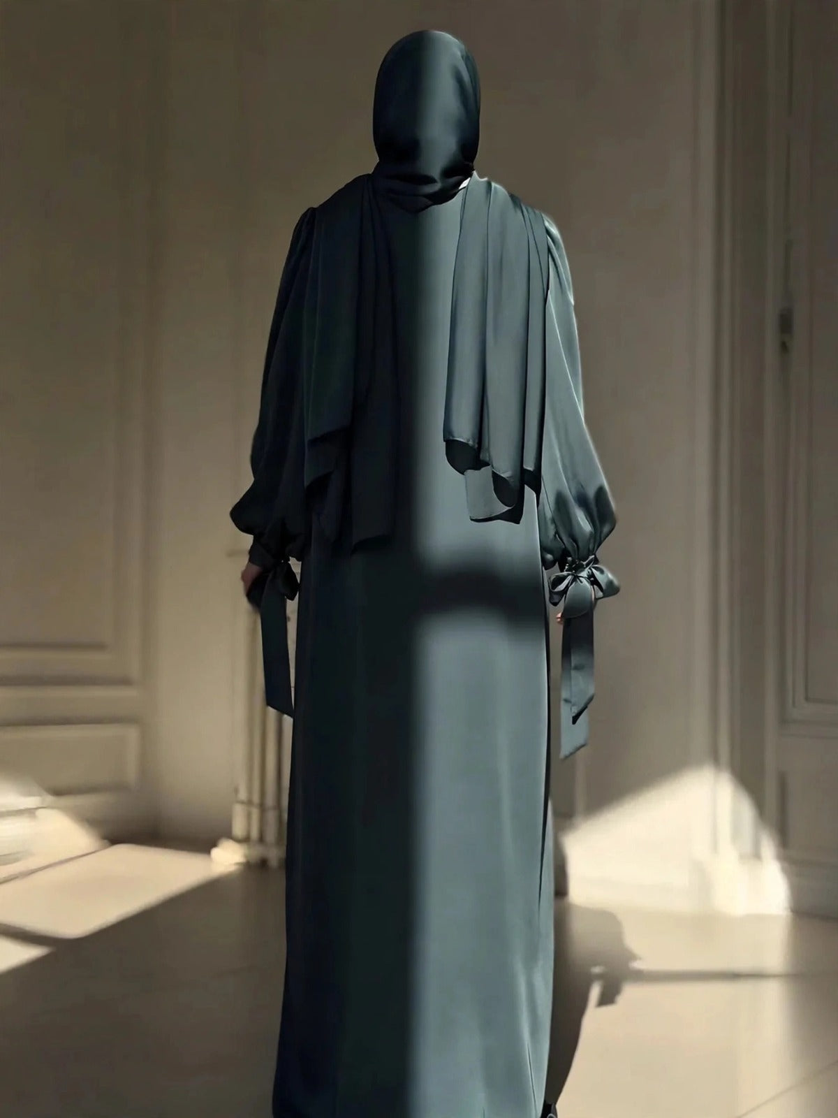 BISMA DOUBLE SHRUG ABAYA | TEAL