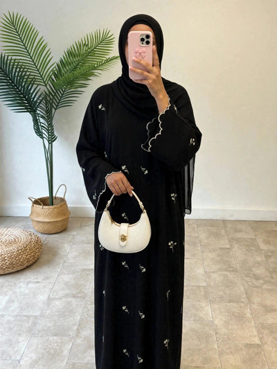 IMAMA FLORAL GRACE ABAYA | BLACK