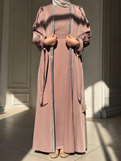 BISMA DOUBLE SHRUG ABAYA | GHESTNUT LITE