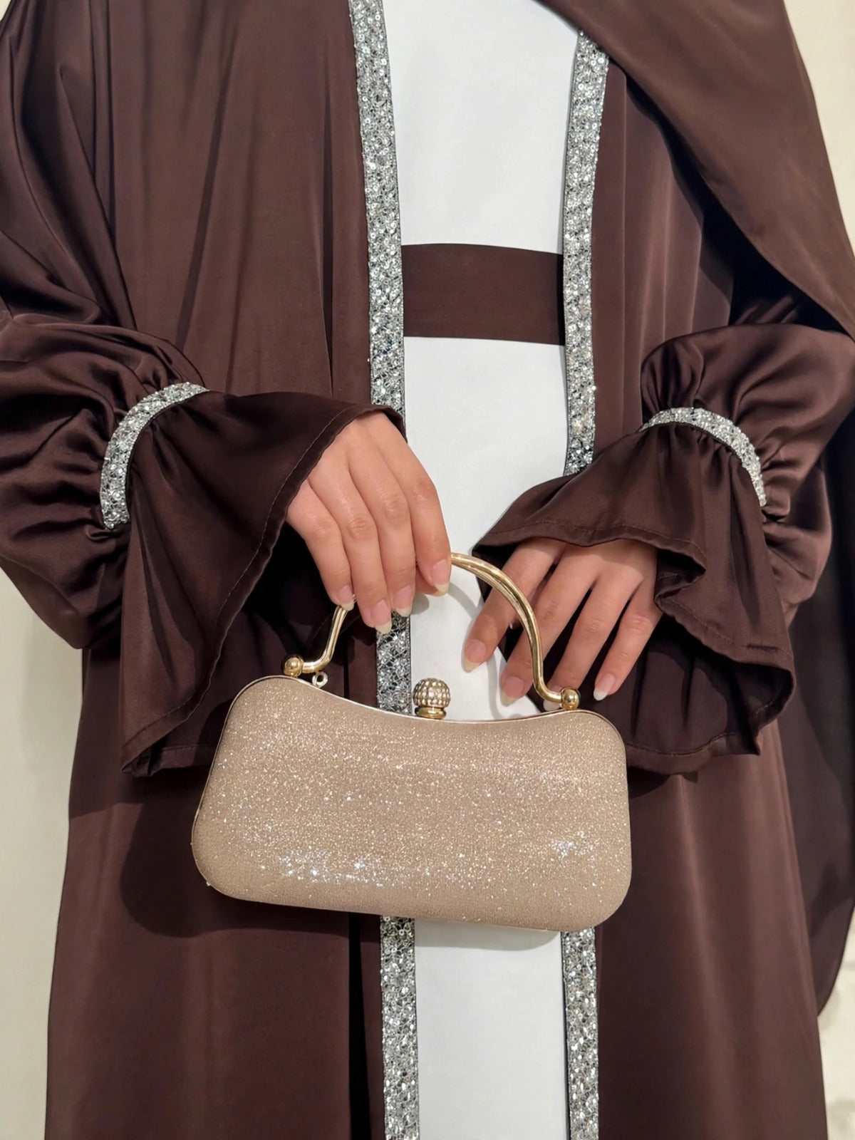 SAHARA DOUBLE SHRUG ABAYA | BROWN