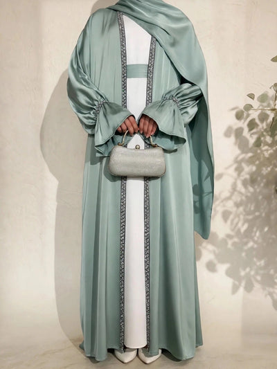 SAHARA DOUBLE SHRUG ABAYA | SEA GREEN