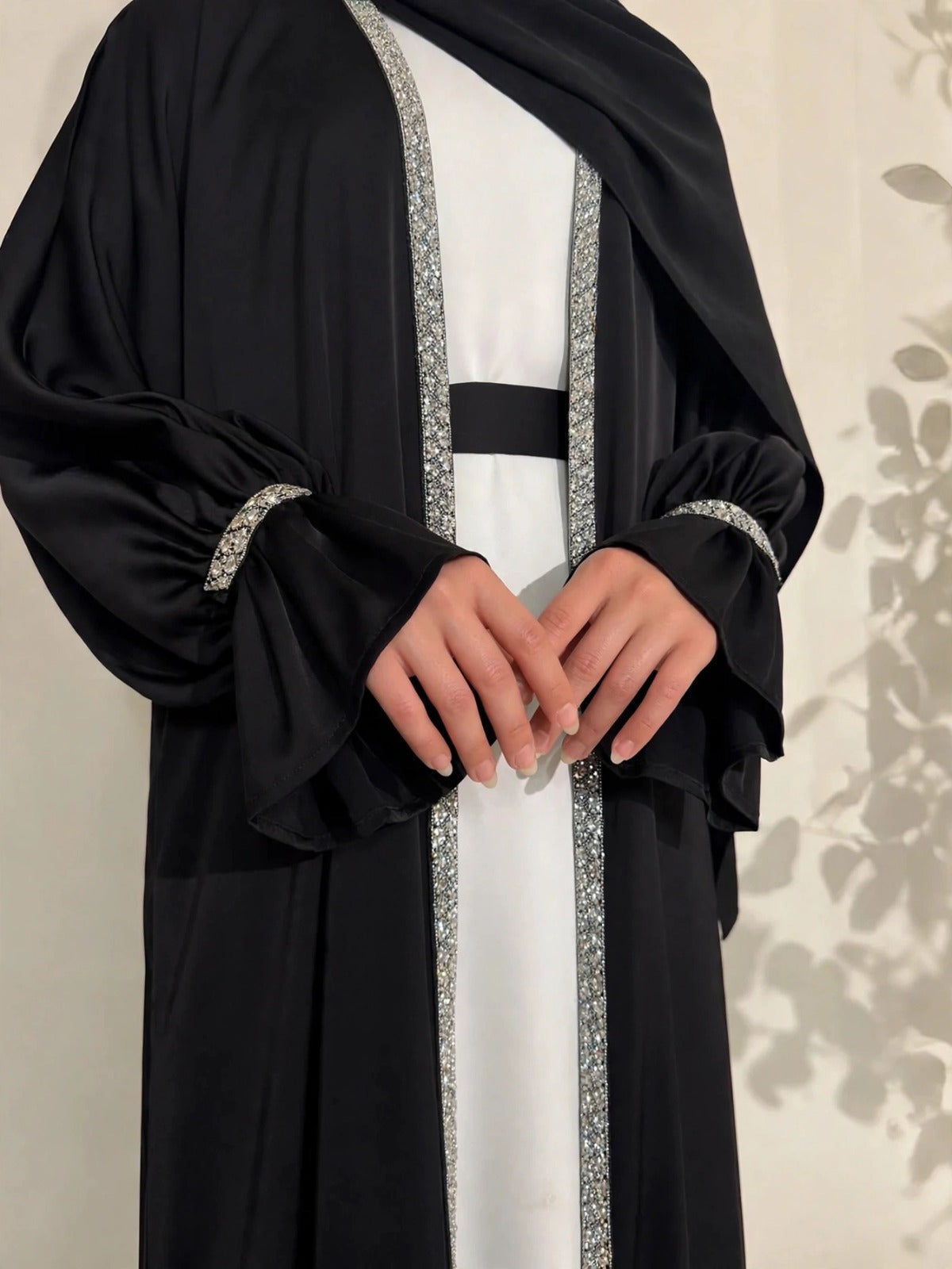 SAHARA DOUBLE SHRUG ABAYA | BLACK